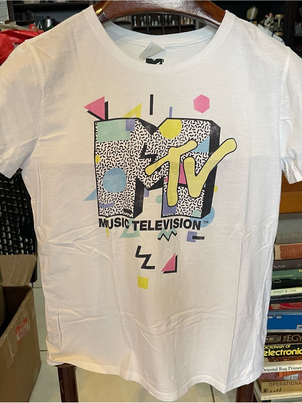 MTV 80’s Style Women’s Pastel Retro Logo White T-shirt